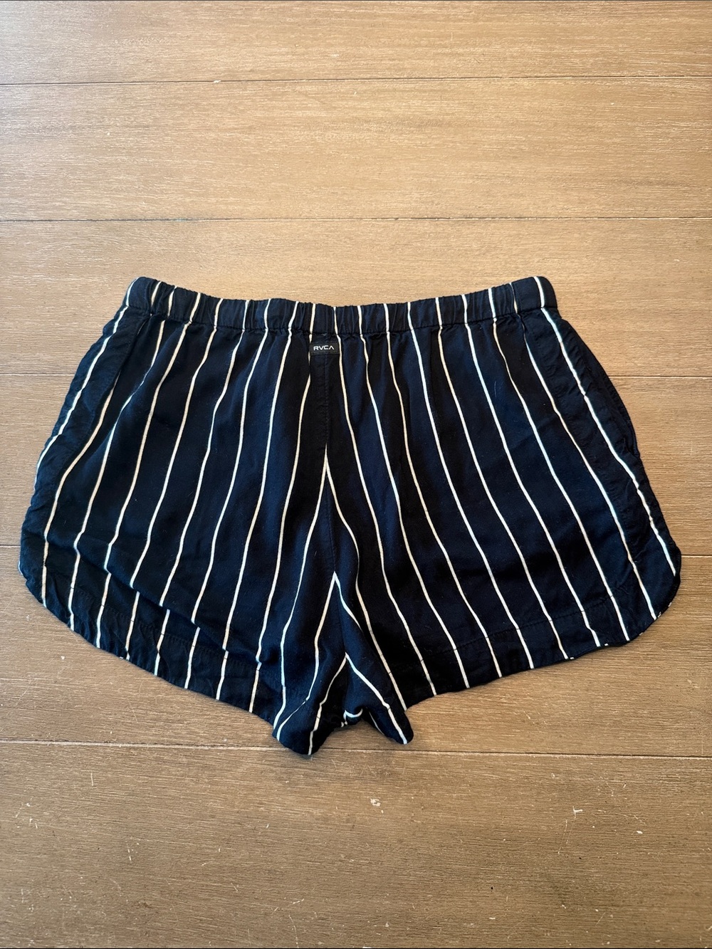 RVCA Black Pinstripe Athletic Shorts